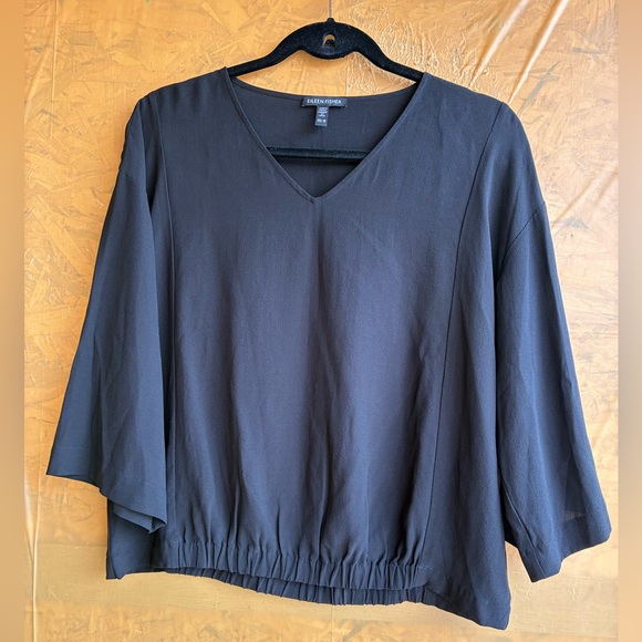 NWOT Eileen Fisher Silk Georgette Crepe V-Neck Top Size XS - Picture 6 of 12